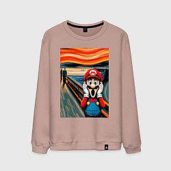 Свитшот хлопковый мужской Марио кричит - мем нейросеть, цвет: пыльно-розовый