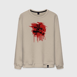 Свитшот хлопковый мужской Жуткий Шут танцует в красных брызгах, цвет: миндальный