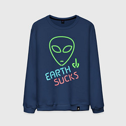 Мужской свитшот Земля отстой - неон green инопланетянин