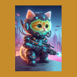 Свитшот хлопковый мужской Cool kitten - special cyberforces, цвет: горчичный — фото 2