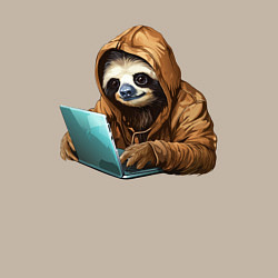 Свитшот хлопковый мужской Ленивец за ноутбуком, цвет: миндальный — фото 2