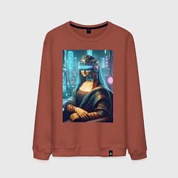 Свитшот хлопковый мужской Gioconda - cyberpunk ai art fantasy, цвет: кирпичный