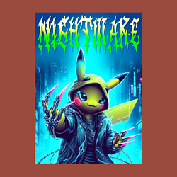 Свитшот хлопковый мужской Pikachu - nightmare ai art fantasy, цвет: кирпичный — фото 2