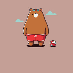 Свитшот хлопковый мужской Забавный медведь в плавках и очках для плавания, цвет: пыльно-розовый — фото 2