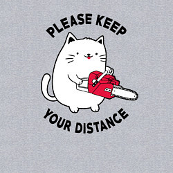 Свитшот хлопковый мужской Белый кот с пилой, цвет: меланж — фото 2