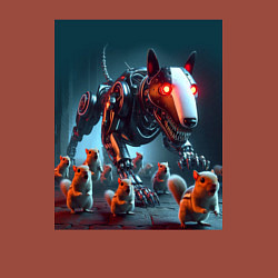 Свитшот хлопковый мужской Кибер бультерьер защищает белок - нейросеть, цвет: кирпичный — фото 2