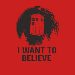 Свитшот хлопковый мужской Тардис - хочу верить, цвет: красный — фото 2