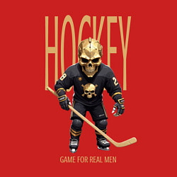 Свитшот хлопковый мужской Хоккеист в маске черепа, цвет: красный — фото 2