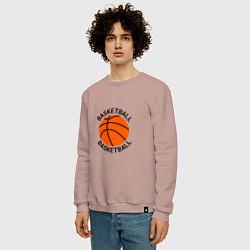 Свитшот хлопковый мужской Эмблема баскетбольный мяч basketball, цвет: пыльно-розовый — фото 2