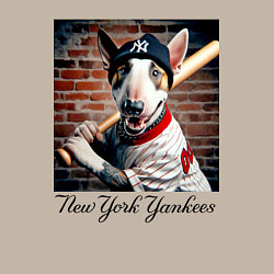Свитшот хлопковый мужской Bull terrier - New York yankees baseball team, цвет: миндальный — фото 2