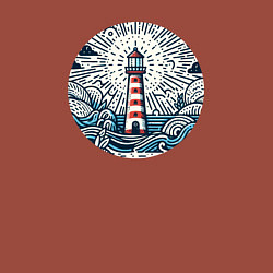 Свитшот хлопковый мужской Маяк и морской пейзаж, цвет: кирпичный — фото 2