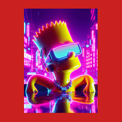 Свитшот хлопковый мужской Барт Симпсон в бассейне - неоновое свечение, цвет: красный — фото 2