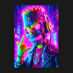 Свитшот хлопковый мужской Cyber skeleton of Bart Simpson - neon glow, цвет: черный — фото 2