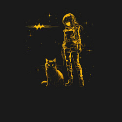 Свитшот хлопковый мужской Киберпанк тян и кот, цвет: черный — фото 2