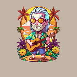 Свитшот хлопковый мужской Ведьмак с гитарой на острове, цвет: миндальный — фото 2