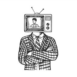 Свитшот хлопковый мужской Человек телевизор ретро, цвет: белый — фото 2