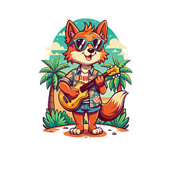 Свитшот хлопковый мужской Лисица с гитарой жаркое лето, цвет: белый — фото 2