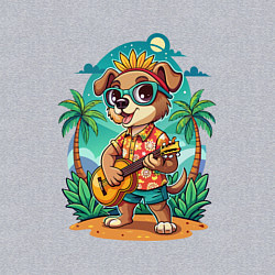 Свитшот хлопковый мужской Щенок играет на гитаре жарким летом, цвет: меланж — фото 2