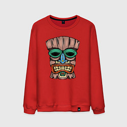 Свитшот хлопковый мужской Tiki face, цвет: красный