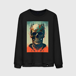 Свитшот хлопковый мужской Ai art skull - fantasy, цвет: черный