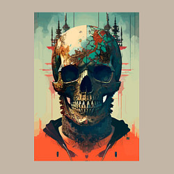 Свитшот хлопковый мужской Ai art skull - fantasy, цвет: миндальный — фото 2