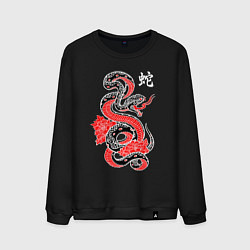 Свитшот хлопковый мужской Черный змей - китайский иероглиф, цвет: черный