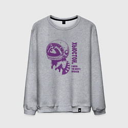 Свитшот хлопковый мужской Грустный енот в космосе хьюстон у меня много пробл, цвет: меланж