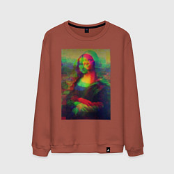 Свитшот хлопковый мужской Мона Лиза с глюками, цвет: кирпичный