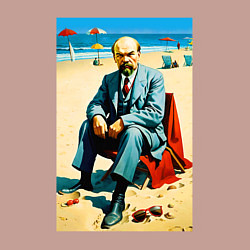 Свитшот хлопковый мужской Великий вождь Ленин на пляже - Биарриц, цвет: пыльно-розовый — фото 2