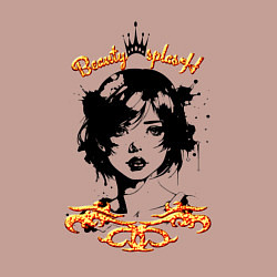 Свитшот хлопковый мужской Девушка сплэш - золотистый, цвет: пыльно-розовый — фото 2