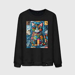Мужской свитшот Прикольный котик - пэчворк