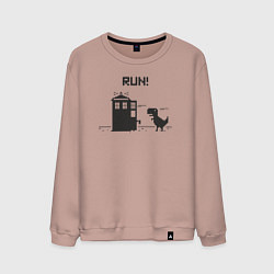 Мужской свитшот Тардис и динозаврик пиксельный