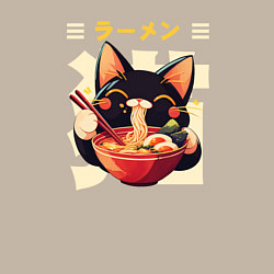 Свитшот хлопковый мужской Ramen and cat, цвет: миндальный — фото 2