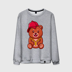 Свитшот хлопковый мужской Мишка рэпер, цвет: меланж