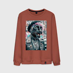 Свитшот хлопковый мужской Чувак модная пантера из Нью-Йорка, цвет: кирпичный