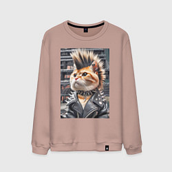 Мужской свитшот Прикольный котик панк - нейросеть