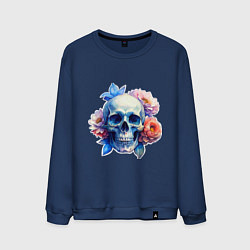 Мужской свитшот Акварельный череп в цветах