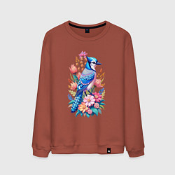Мужской свитшот Голубая сойка среди цветов