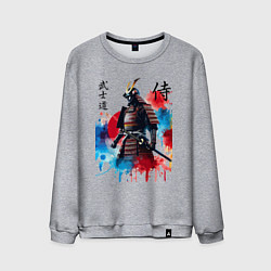 Мужской свитшот Японский самурай - акварель