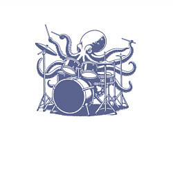 Свитшот хлопковый мужской Забавный осьминог барабанщик ретро винтаж, цвет: белый — фото 2