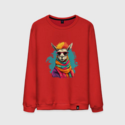 Мужской свитшот Лама в разноцветном шарфе