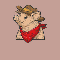 Свитшот хлопковый мужской Свинка ковбой, цвет: пыльно-розовый — фото 2