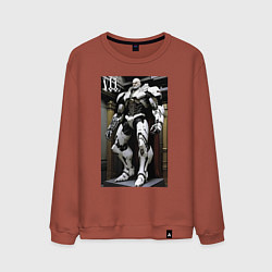 Свитшот хлопковый мужской Ленин киборг - нейросеть, цвет: кирпичный