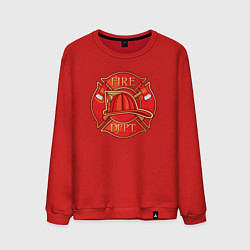 Свитшот хлопковый мужской Пожарная станция, цвет: красный