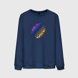 Свитшот хлопковый мужской Орнамент со скрипичным ключом, цвет: тёмно-синий