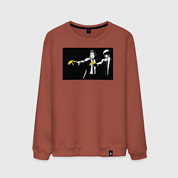 Свитшот хлопковый мужской Бэнкси банановое чтиво, цвет: кирпичный