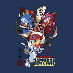 Свитшот хлопковый мужской Samurai pizza cats, цвет: тёмно-синий — фото 2