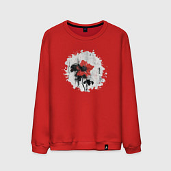 Мужской свитшот Большой красный цветок в китайском стиле