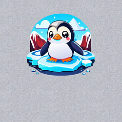 Свитшот хлопковый мужской Пингвинёнок на льдине, цвет: меланж — фото 2