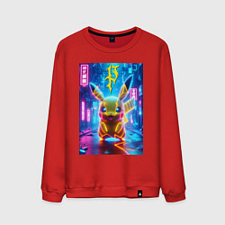 Мужской свитшот Неоновый Пикачу - нейроарт